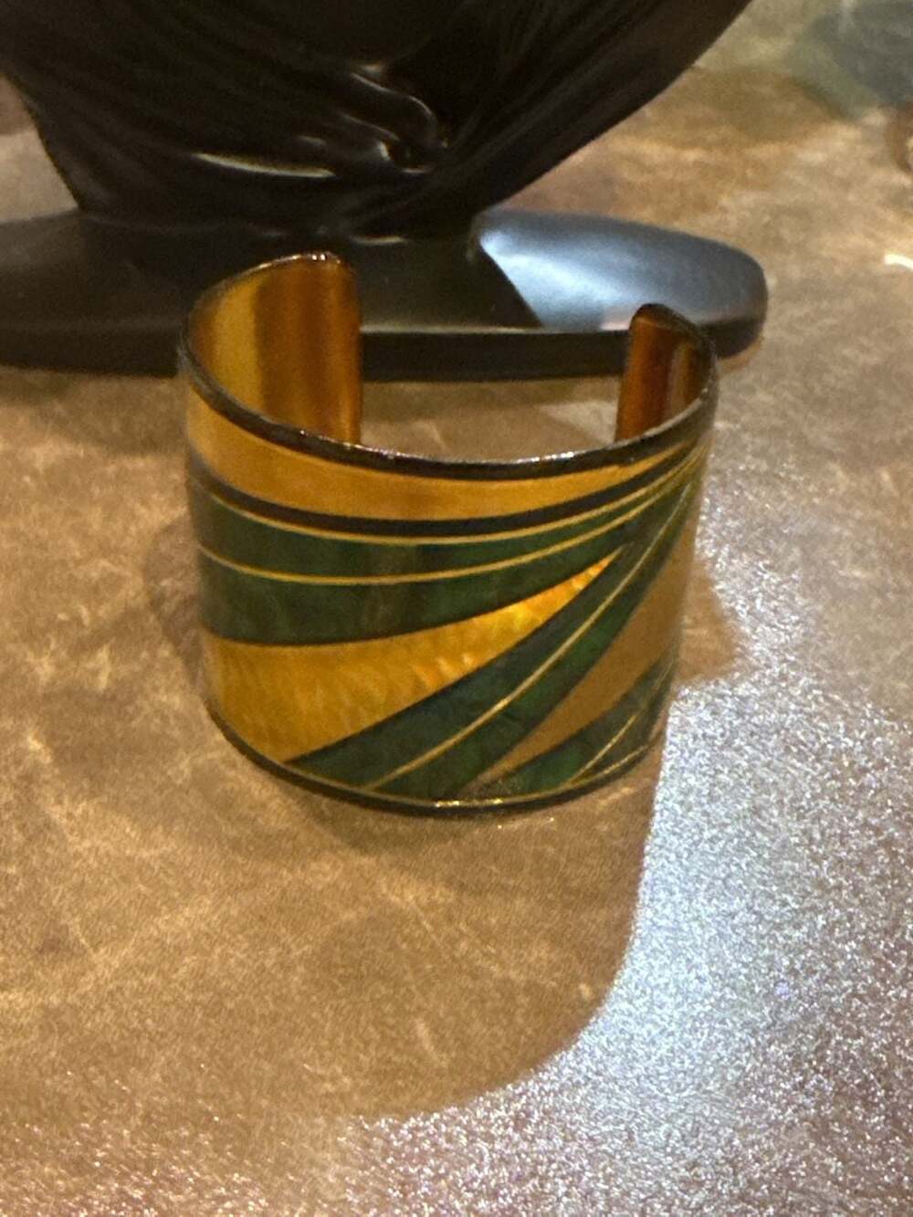John Crutchfield Metallic Art Graphics Wide Geometric Cuff Bracelet